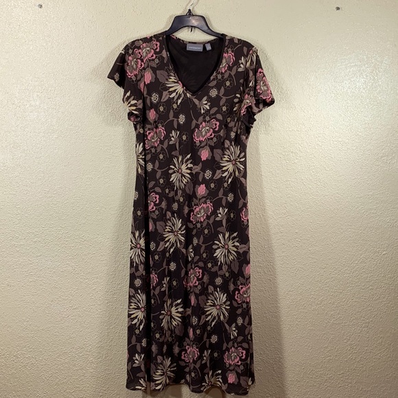 croft & barrow Dresses & Skirts - Croft & Barrow Dress Brown Floral Pink 14
